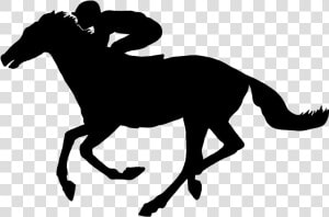 Horse With Jockey In Galop   Silhouette Horse And Jockey  HD Png Download