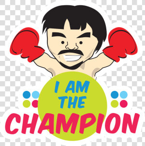 Free Quirky Manny Pacquiao Themed Stickers From Smart   Am A Champion Png  Transparent Png