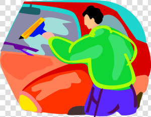 Vector Illustration Of Window Washer Washing Automobile  HD Png Download