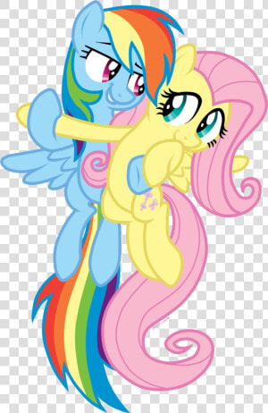 Hugging Clipart Transparent   Rainbow Dash And Fluttershy Hug  HD Png Download