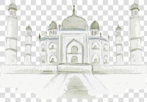 Architecture World Monuments Taj Png Black And White   Taj Mahal  Transparent Png