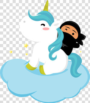 Cartoon Shinobi Riding A Unicorn   Cartoon  HD Png Download