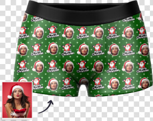 Christmas Hat Custom Santa Claus Face Boxer Shorts   Underpants  HD Png Download