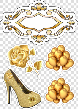 Lindo Topo De Bolo Dourado Para Decoração De Festas   Basic Pump  HD Png Download