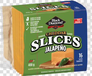 Jalapeño Cheddar Cheese Slices 400g   Black And Diamond Cheese Slices  HD Png Download