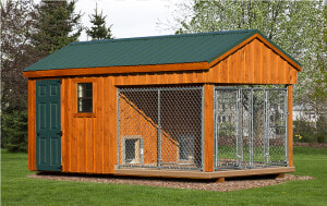 Traditional 2 box Kennel With Stained Pine Siding   Dog Kennel Shed  HD Png Download