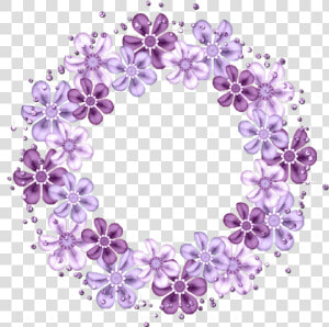  wreath  lila  flowers  stickers   Violet Floral Circle Frame  HD Png Download