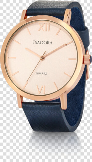 Merida By Isadora Rose Dial Navy Leather Strap Watch   Analog Watch  HD Png Download