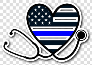 Thin Blue Line Heart Stethoscope Nurse And Police Support   She Saves Lives He Protects Them  HD Png Download