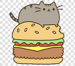 Hamburger Fastfood Kawaii Cat Food Ftestickers Scfastfo   Pusheen The Cat  HD Png Download