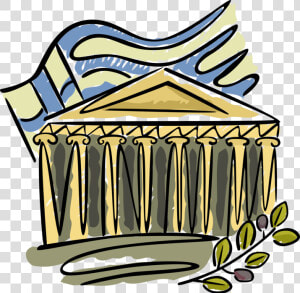 Vector Illustration Of Classical Greece Acropolis Parthenon   Greek Flag Parthenon  HD Png Download