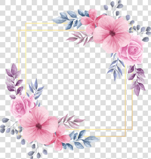  rose  square  flower  floral  frame  gold  glitter   Vintage Flower Frame Png  Transparent Png