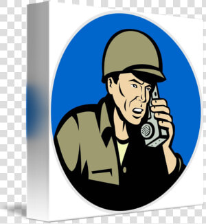 Military Soldier Talking Radio Walkie Talkie By   Soldier On Walkie Talkie Cartoon  HD Png Download