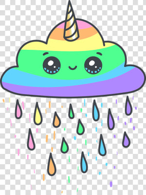 Cloud  Rainbow  Unicorn  Rain  Horn  Color  Cute  Eye   Cute Kawaii Unicorn Coloring Pages  HD Png Download