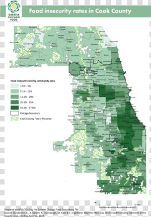 Map Of Food Insecurity Rates In Cook County  HD Png Download