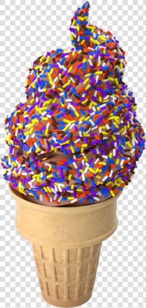 Chocolate Ice Cream Cone With Sprinkles  HD Png Download