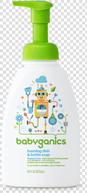 Babyganics Foaming Dish  amp  Bottle Soap  Fragrance Free   HD Png Download