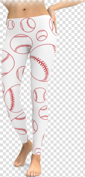 White Large Baseball Outline Leggings   Leggings  HD Png Download