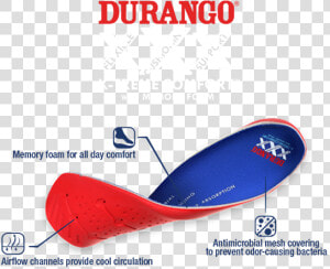 Durango X Treme Comfort Footbed With Memory Foam   Carmine  HD Png Download