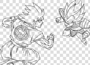 Dibujo De Goku Kakarotto Peleando Cont   Dibujos Para Colorear De Goku Y Vegeta  HD Png Download