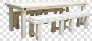 Vintage White Farm Table With 4 Short Benches  145   Picnic Table  HD Png Download