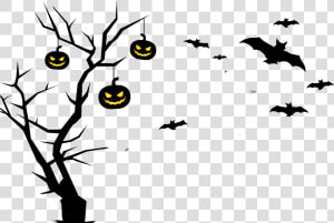  ftestickers  halloween  pumpkin  bats  tree  bat  happy   Cemetery Clipart  HD Png Download