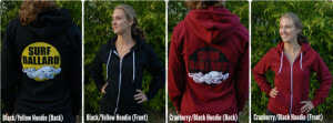 Surf Ballard Xip up Unisex Hoodies In Black And Cranberry   Hoodie  HD Png Download