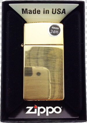 Zippo Lighter Plain Slim Brass   Zippo Slim Black  HD Png Download