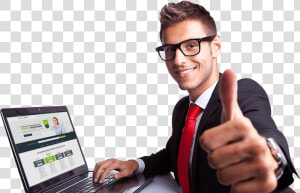 Happy Person Using Computer  HD Png Download