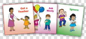 Get A Teacher  Ask Nicely  Ignore   Teaching Pyramid Solution Cards  HD Png Download