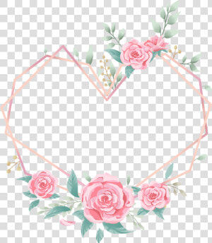  love  heart  rose  wreath  geometric  glitter  pink   Wreath  HD Png Download