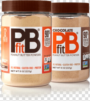 Two Containers Of Original And Chocolate Sugar free   Pbfit Peanut Butter Powder  HD Png Download