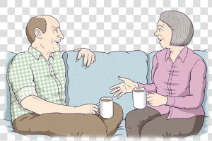 Two Old People Are Sitting On A Couch  Talking   Old People Talking Cartoon Png  Transparent Png