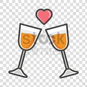 Champagne Glasses With Heart Shape Vector Image   Champagne Stemware  HD Png Download