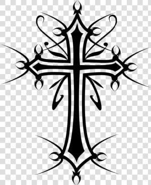 Celtic Cross Christian Cross Drawing Clip Art   Cross Clipart Black And White Gothic  HD Png Download