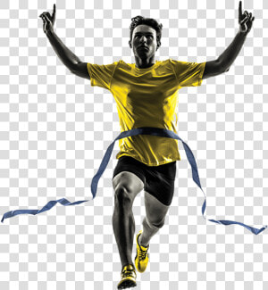 Young Man Sprinter Runner Running Winner Finish Line  HD Png Download