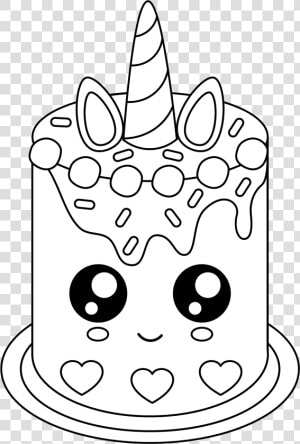 Unicorn Cake Coloring Pages   Transparent Cartoons   Cute Cake Coloring Pages  HD Png Download