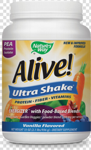 Nature 039 S Way Alive Ultra Shake Vanilla 33 Oz Pwdr   Nature  39 s Way  HD Png Download