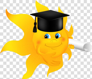 School Clipart  High Quality Images  Clipart Images    Sun With Graduation Cap  HD Png Download