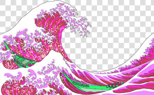  freetoedit  vaporwave  tsunami  vaporwavecrew  webpunk   Great Wave Off Kanagawa  HD Png Download