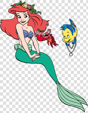 Little Mermaid Ariel And Flounder  HD Png Download