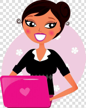 Clipart Computer Business Woman   Girl Doing Computers Cartoon  HD Png Download