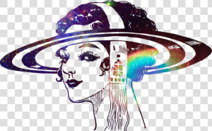 Psychedelic  Lady  Cosmos  Stars  Woman  Galaxy  Space   Saturn Rings Drawing  HD Png Download