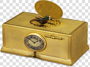 Gold plated Singing Bird Box And Clock   Singing Bird Box  HD Png Download