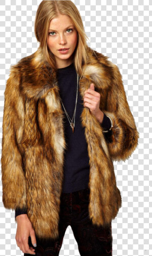 Faux Fur Coat Women Brown  HD Png Download