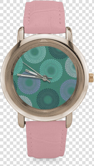 Teal Sea Foam Green Lace Doily Women S Rose Gold Leather   Watch With Chihuahua  HD Png Download