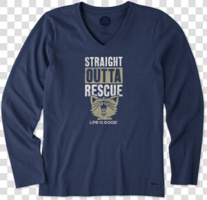 Women S Straight Outta Rescue Cat Long Sleeve Crusher   Life Is Good  HD Png Download