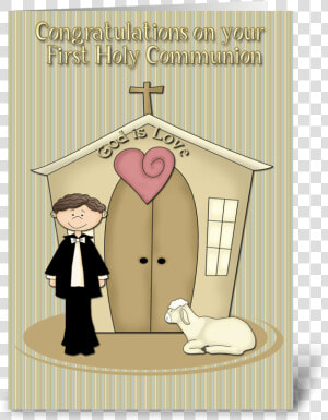 First Communion  Boy  Church  Lamb Greeting Card   Cartoon  HD Png Download