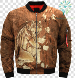 Tribal Native Anthro Wolf Wolves Over Print Bomber  HD Png Download