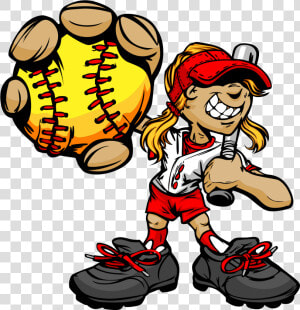 Clip Freeuse Download Fastpitch Softball Art Tennis   Softball Girl Cartoon  HD Png Download